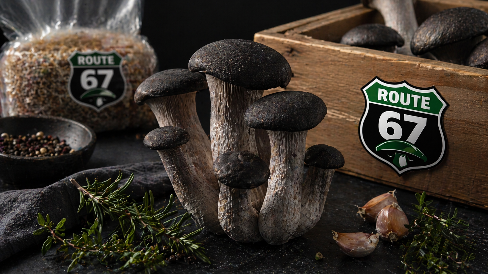 Black Pearl King Oyster mushrooms